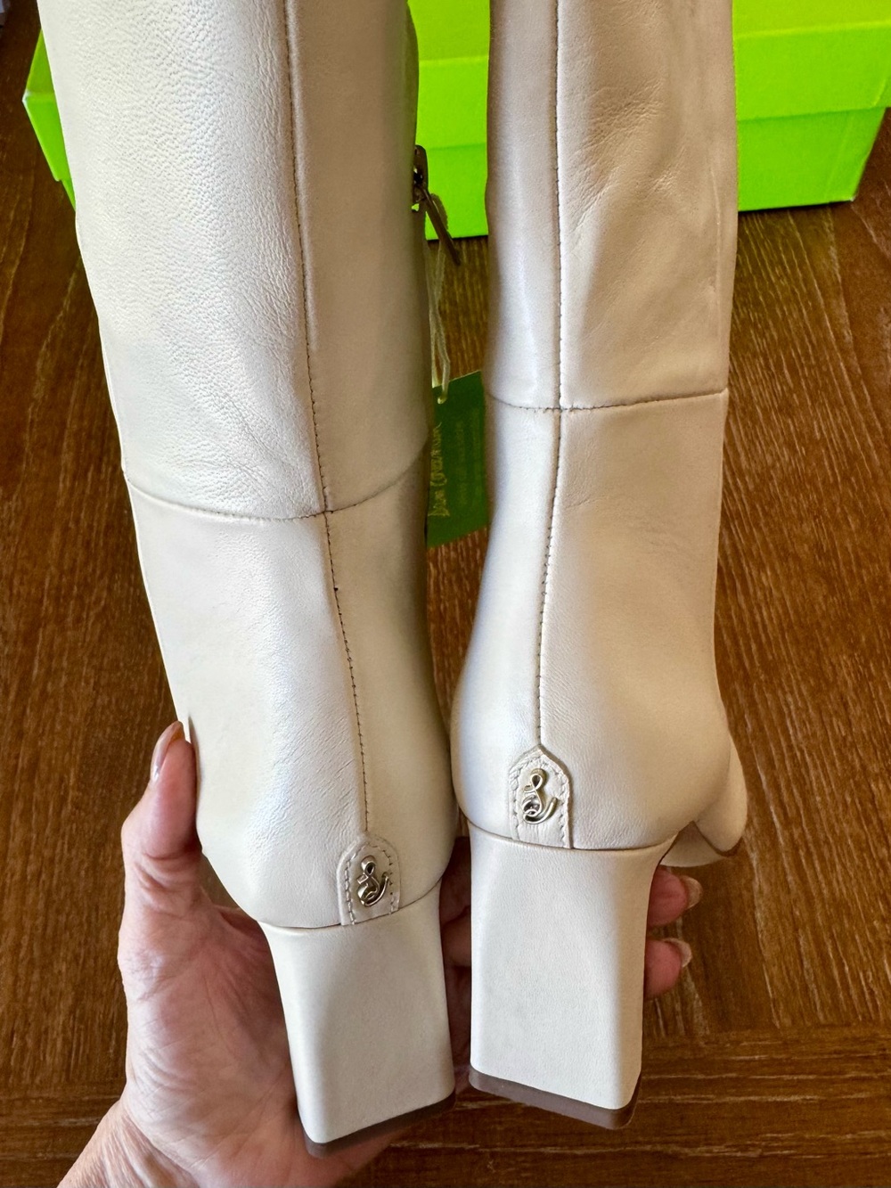 NIB Sam Edelman ivory leather Sylvia tall boots 8 - Picture 7 of 13